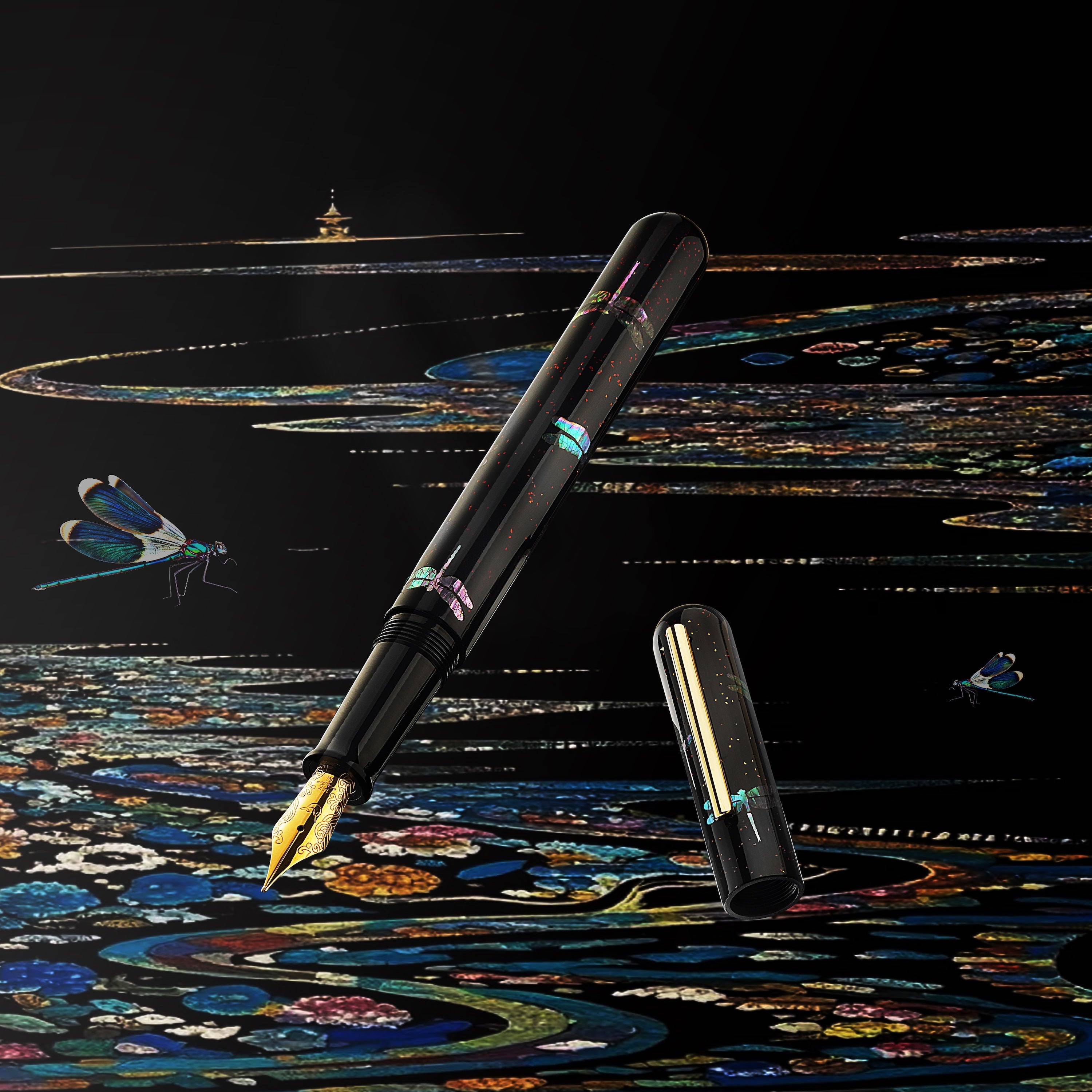 IKKAKU by Nahvalur 蜻蜓 Dragonfly Urushi Fountain Pen | Nahvalur