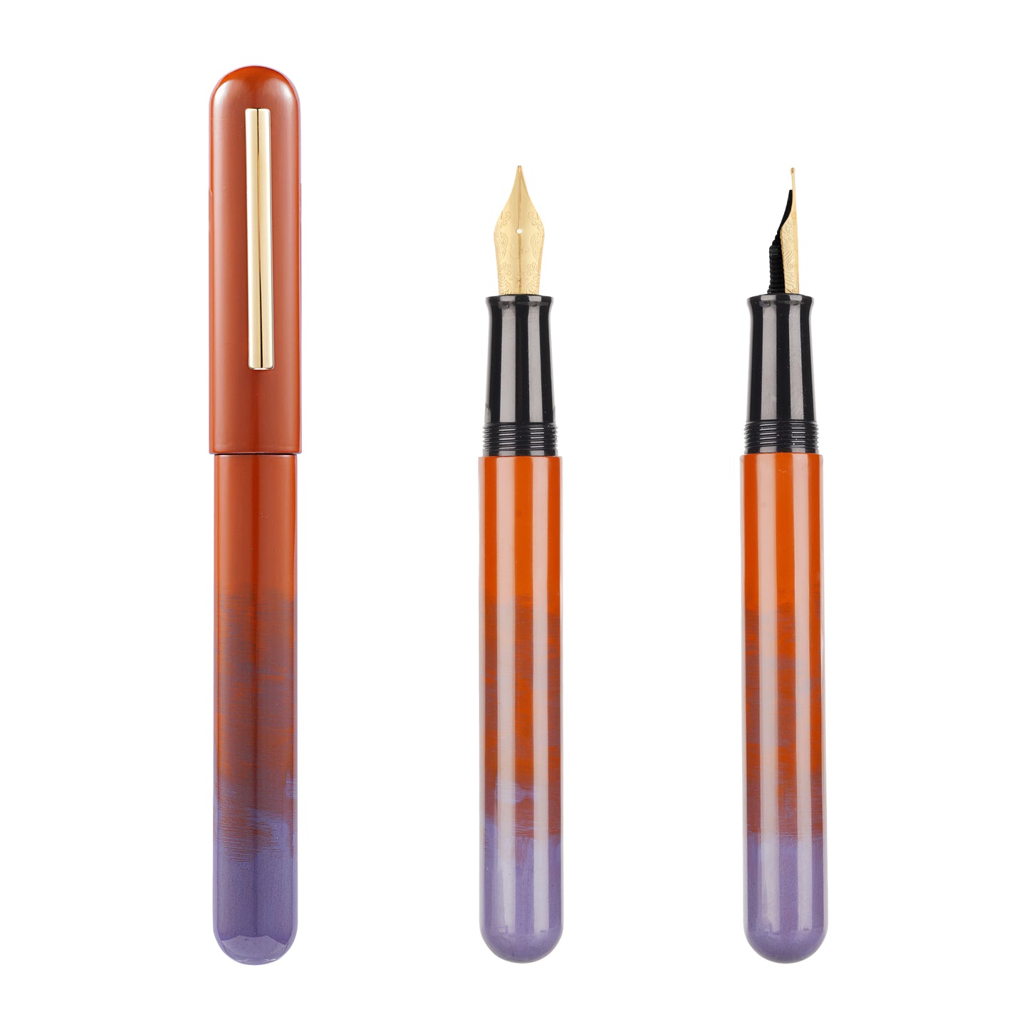 IKKAKU-by-Nahvalur-Yan-Zhi-Yan-Zhi-Vermilion-Gradient-Urushi-Fountain-Pen-White-Background