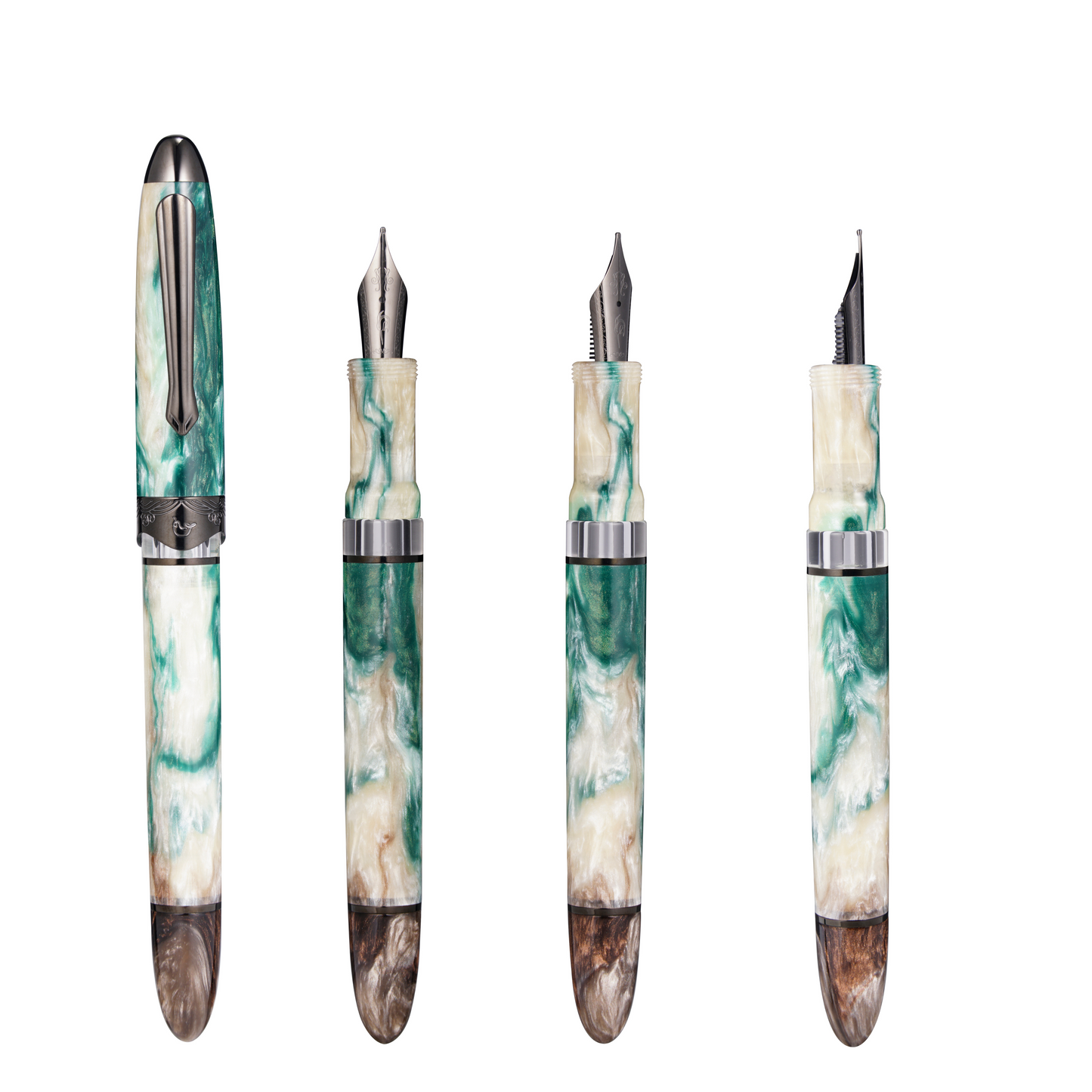 Nahvalur-Horizon-Twilight-Fountain-Pen-Four-Views-White-Background