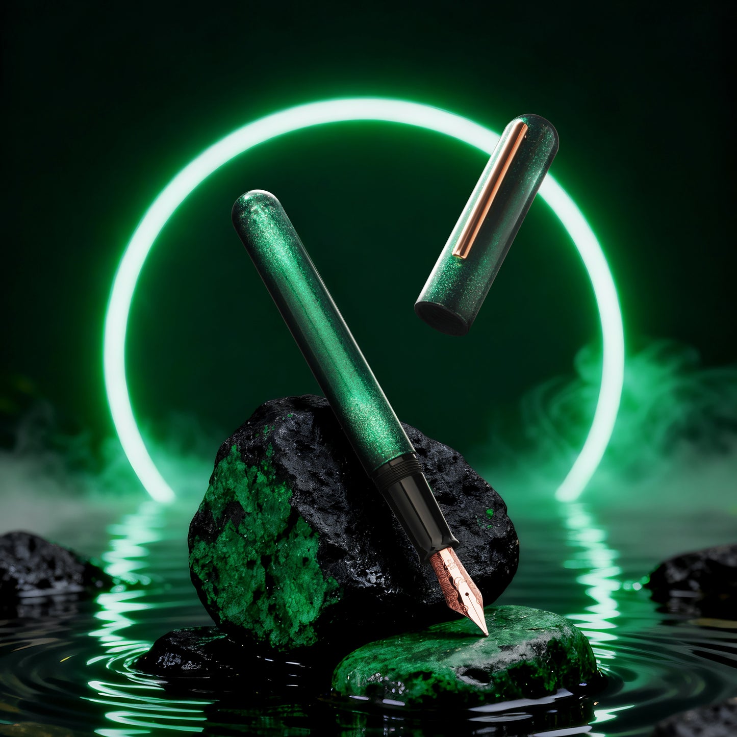
                  
                    IKKAKU by Nahvalur 翠月 Green Moon Urushi Fountain Pen
                  
                