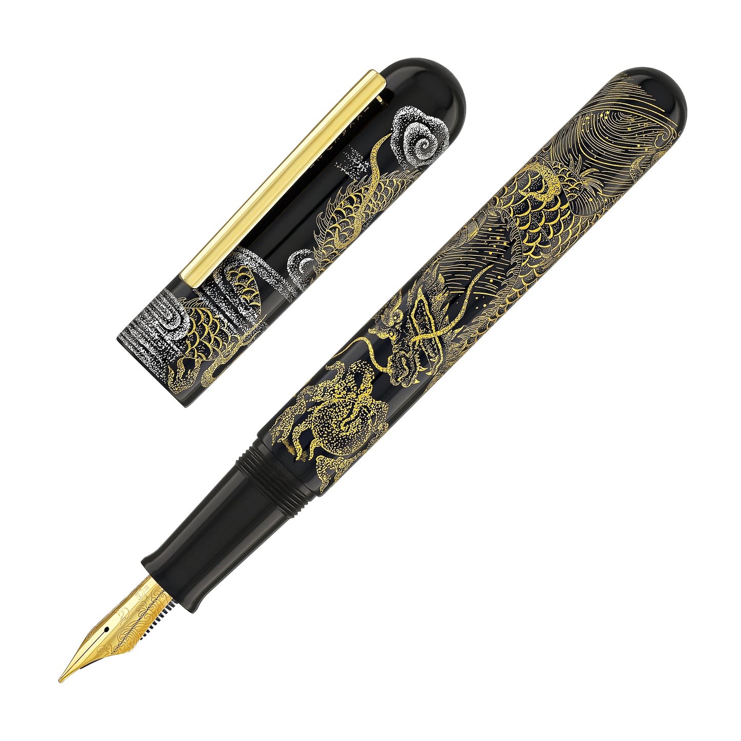 
                  
                    IKKAKU by Nahvalur 盘龙 Pan-Long (Coiling Dragon) Urushi Chinkin Fountain Pen
                  
                