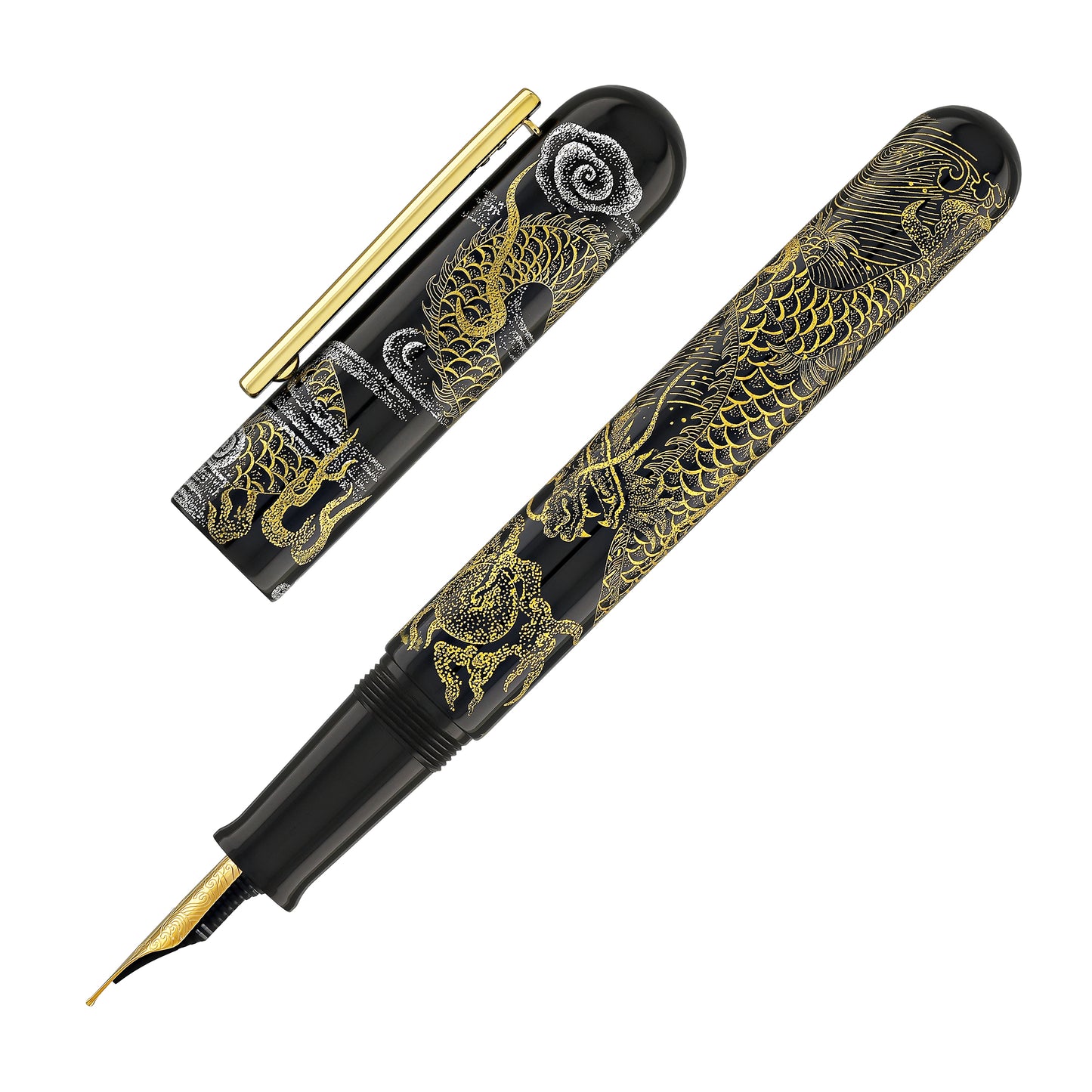 
                  
                    IKKAKU by Nahvalur 盘龙 Pan-Long (Coiling Dragon) Urushi Chinkin Fountain Pen
                  
                